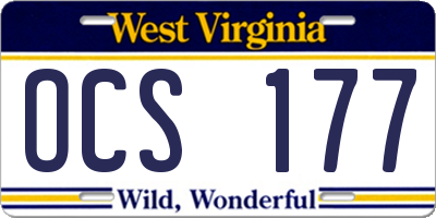 WV license plate OCS177