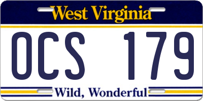 WV license plate OCS179