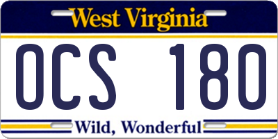 WV license plate OCS180