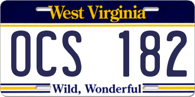 WV license plate OCS182