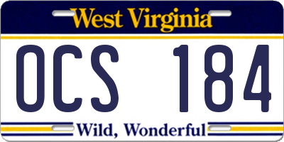 WV license plate OCS184