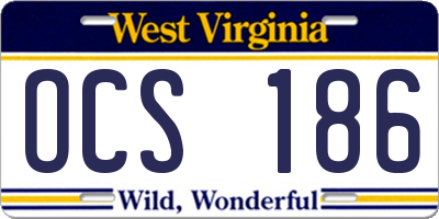 WV license plate OCS186