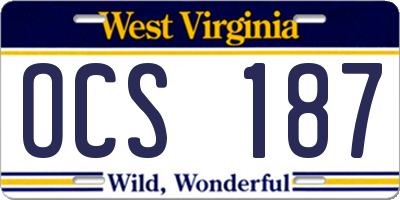 WV license plate OCS187