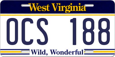 WV license plate OCS188