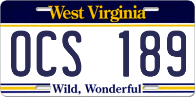 WV license plate OCS189