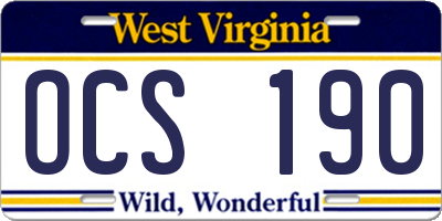WV license plate OCS190