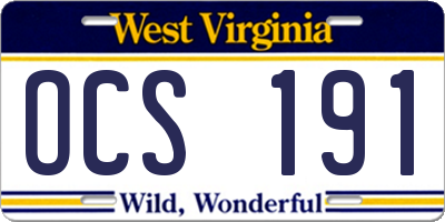 WV license plate OCS191