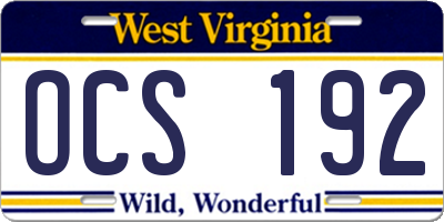 WV license plate OCS192