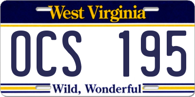 WV license plate OCS195