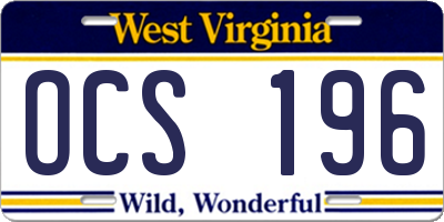 WV license plate OCS196