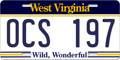 WV license plate OCS197