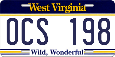 WV license plate OCS198