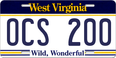 WV license plate OCS200