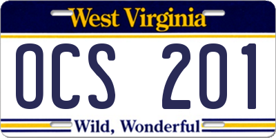 WV license plate OCS201