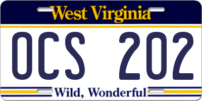 WV license plate OCS202