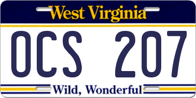 WV license plate OCS207