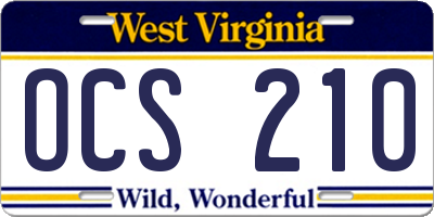 WV license plate OCS210