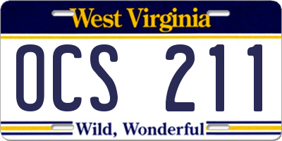 WV license plate OCS211