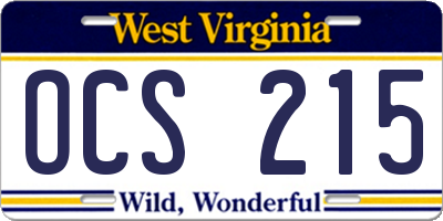 WV license plate OCS215