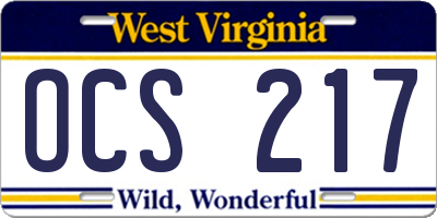 WV license plate OCS217