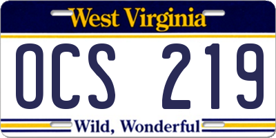 WV license plate OCS219
