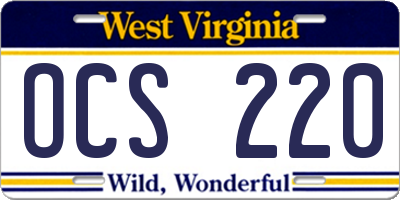 WV license plate OCS220