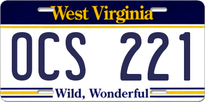 WV license plate OCS221