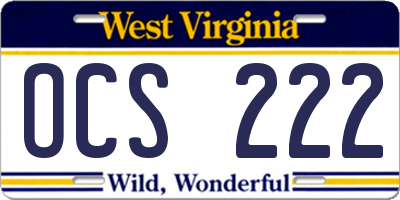 WV license plate OCS222