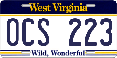 WV license plate OCS223