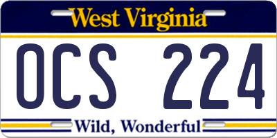 WV license plate OCS224