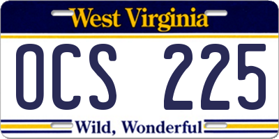 WV license plate OCS225