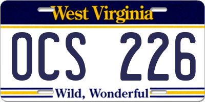 WV license plate OCS226