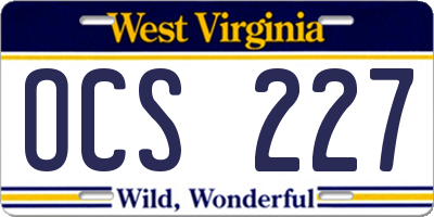 WV license plate OCS227