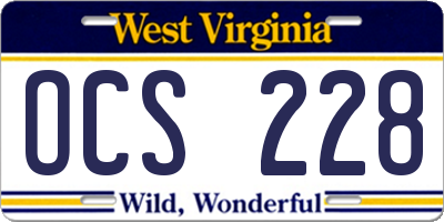 WV license plate OCS228
