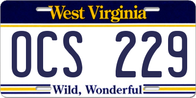 WV license plate OCS229