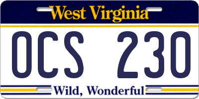 WV license plate OCS230