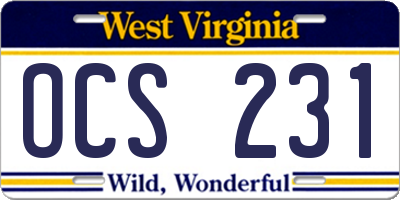 WV license plate OCS231