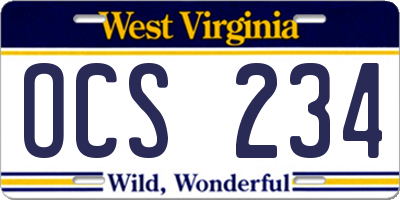 WV license plate OCS234