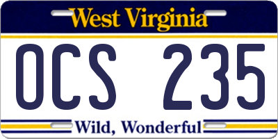 WV license plate OCS235