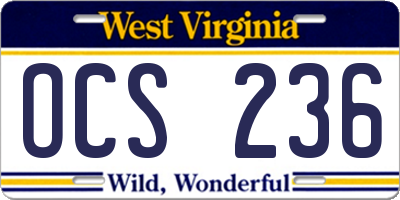 WV license plate OCS236