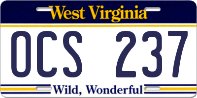WV license plate OCS237