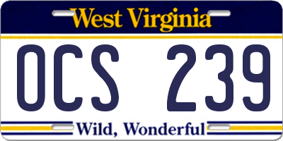 WV license plate OCS239