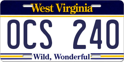 WV license plate OCS240