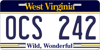 WV license plate OCS242