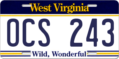 WV license plate OCS243