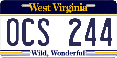 WV license plate OCS244