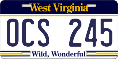 WV license plate OCS245