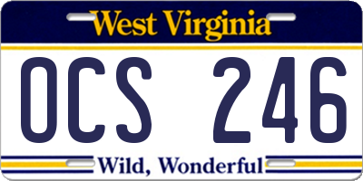 WV license plate OCS246