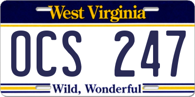 WV license plate OCS247