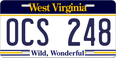 WV license plate OCS248